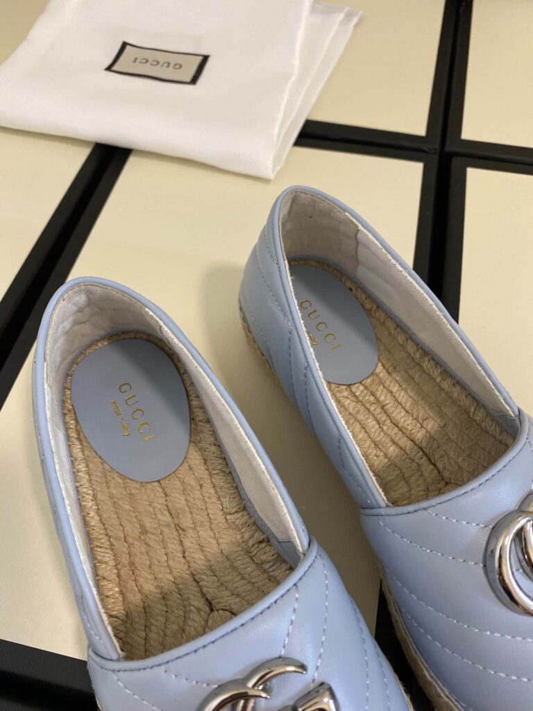 Gucci Women'S Leather Espadrille With Double G Blue 628086 - Image 6