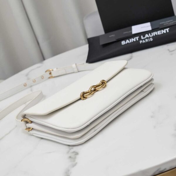 Saint Laurent Le Maillon Satchel In Smooth Leather Blanc Vintage 6497952R20W9207 - Image 4
