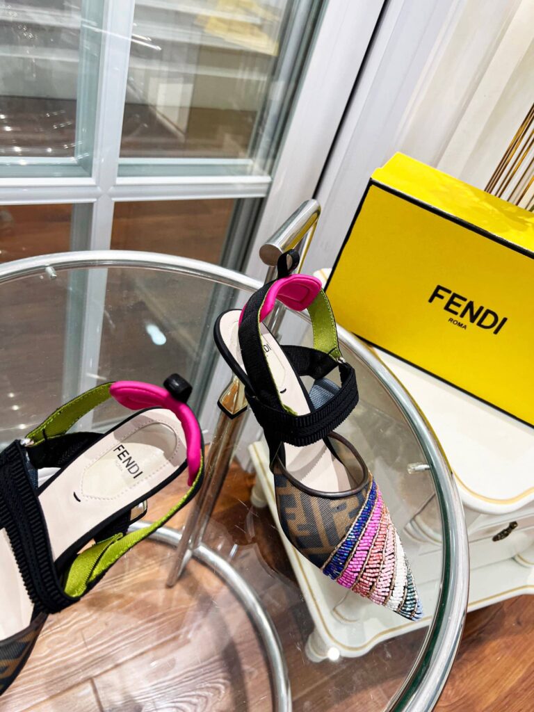 Fendi Colibri 85Mm Beaded Slingback Pumps Rainbow 8J8143Ai1E - Image 7