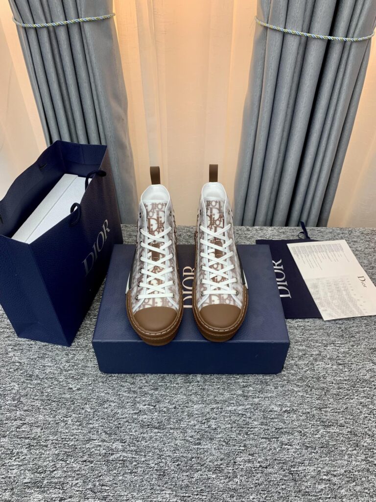 Dior B32 High Top Coffee Oblique Canvas 3Sh118Zmk H761 - Image 8