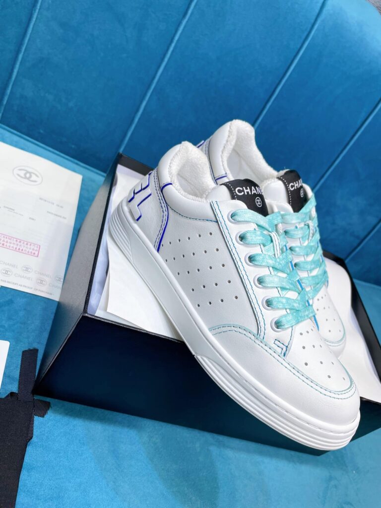 Chanel Trainer Sneakers White And Blue - Image 5