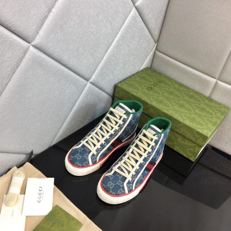 Gucci Tennis 1977 High Top Sneaker Dark Blue 625807 2Kq90 4464 - Image 3