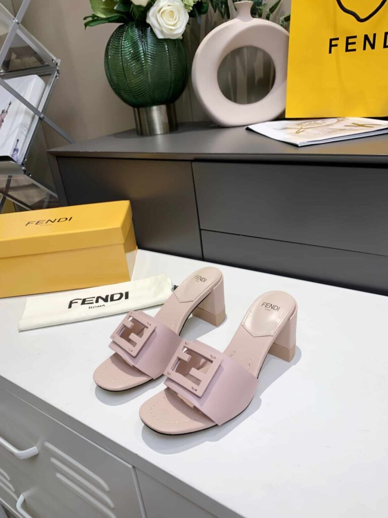 Fendi Signature Leather High Heel Pink - Image 2