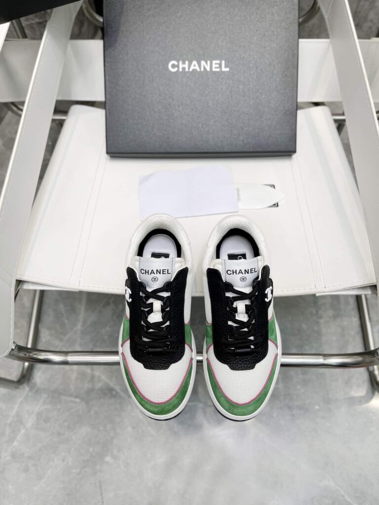 Chanel Trainer Sneakers White And Green G38803 - Image 9