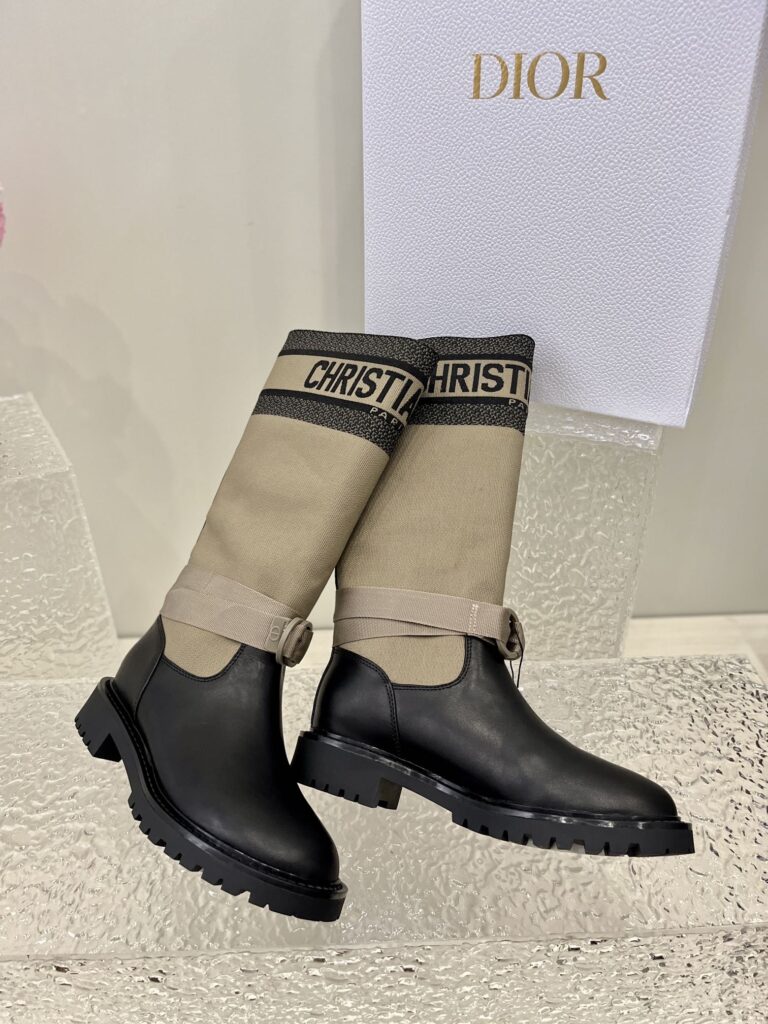 Dior D-Major Boot Technical Fabric And Calfskin Taupe And Black - Image 2