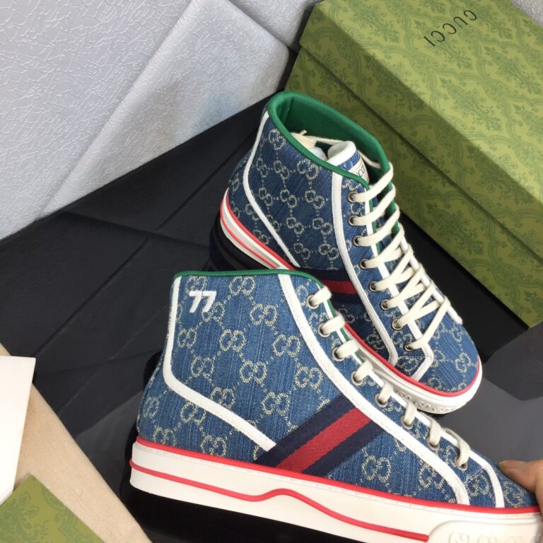 Gucci Tennis 1977 High Top Sneaker Dark Blue 625807 2Kq90 4464 - Image 5