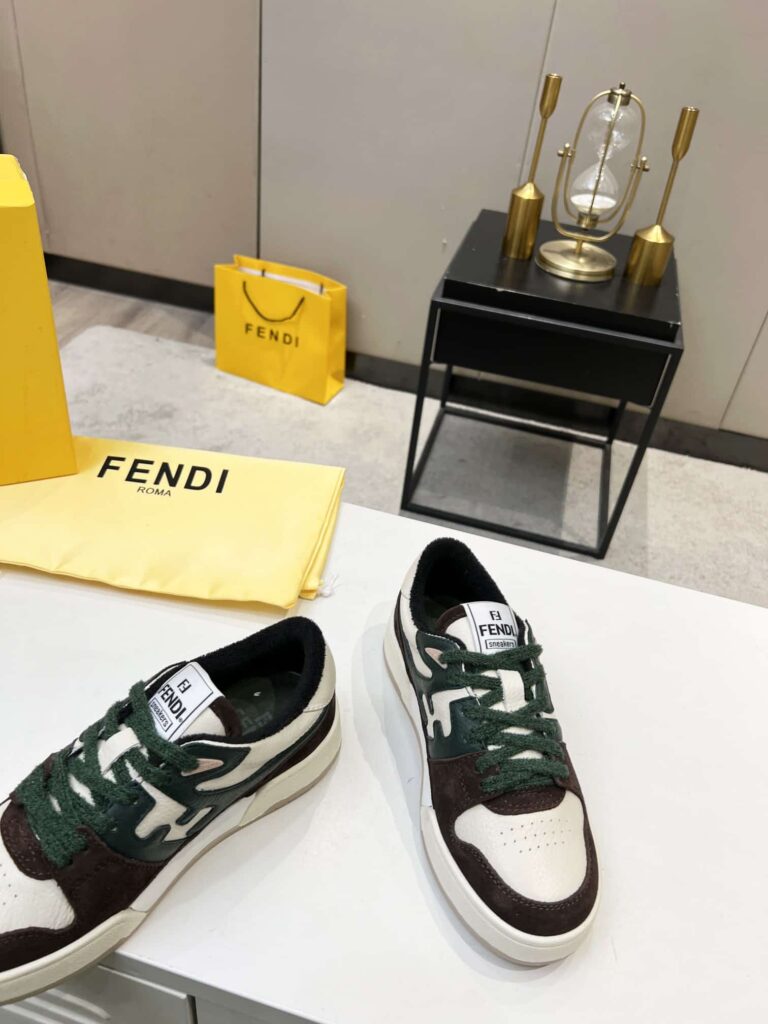 Fendi Match Low Tops Suede Black Green Shoelace - Image 5
