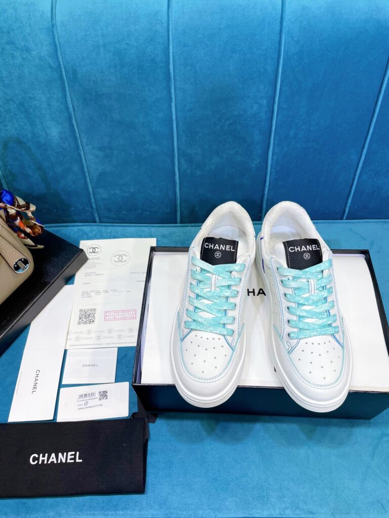 Chanel Trainer Sneakers White And Blue - Image 7