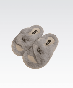 Chanel Slippers Cross Strap Grey