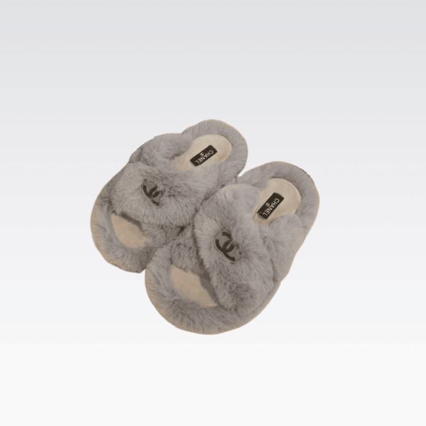 Chanel Slippers Cross Strap Grey