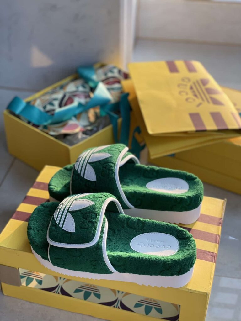 Gucci X Adidas Women'S Gg Platform Sandal Green 702398 Uu010 3171 - Image 9