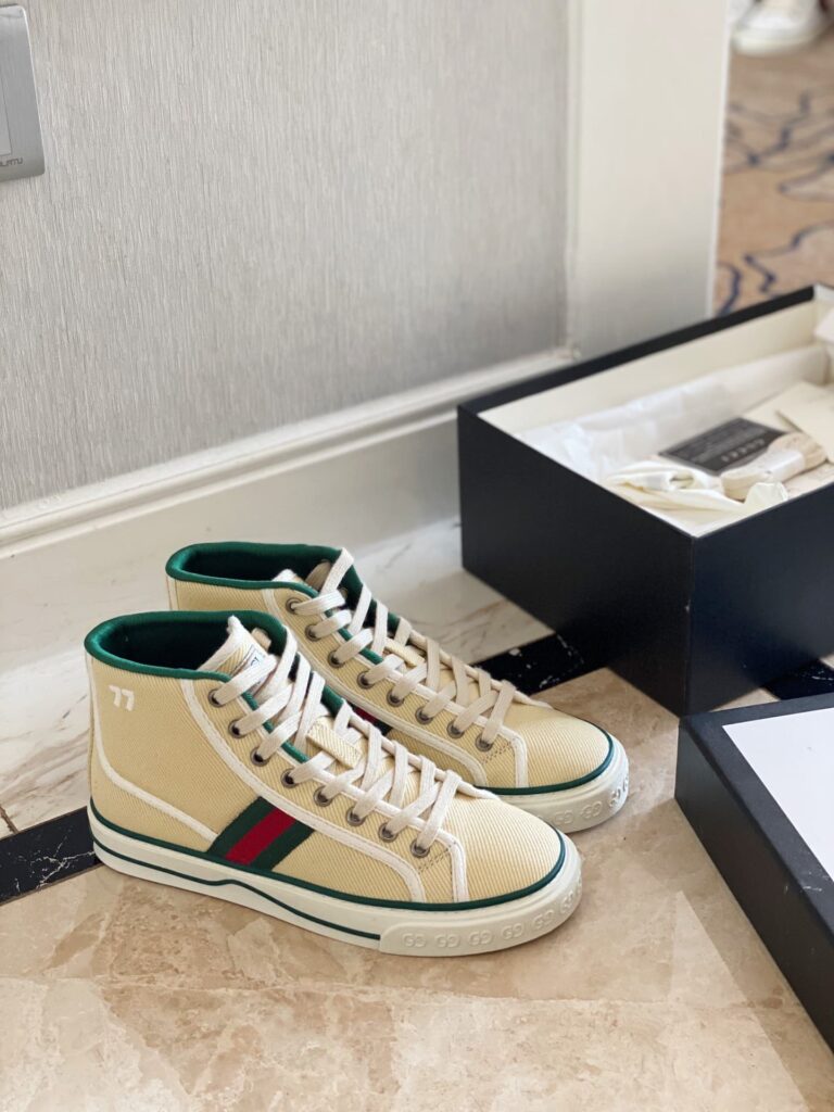 Gucci'S Go Retro Tennis 1977 Canvas High-Top Sneaker Beige - Image 7