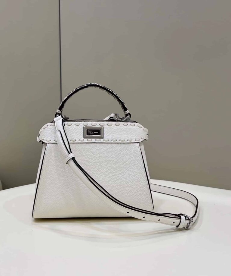 Fendi Peekaboo Mini Selleria Bag With Exotic Details White 8Bn244Akl3F1Jd9 - Image 6