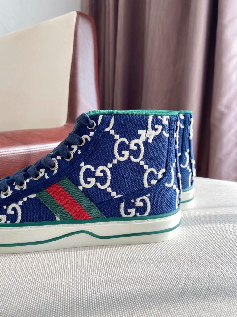 Gucci Tennis 1977 High Top Sneaker Blue Navy - Image 3