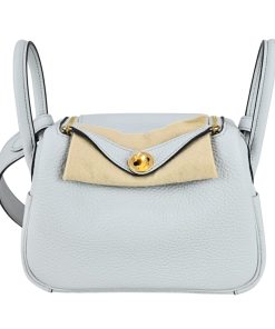 Hermes Lindy Clemence 7N Light Blue Silver Hardware 26Cm