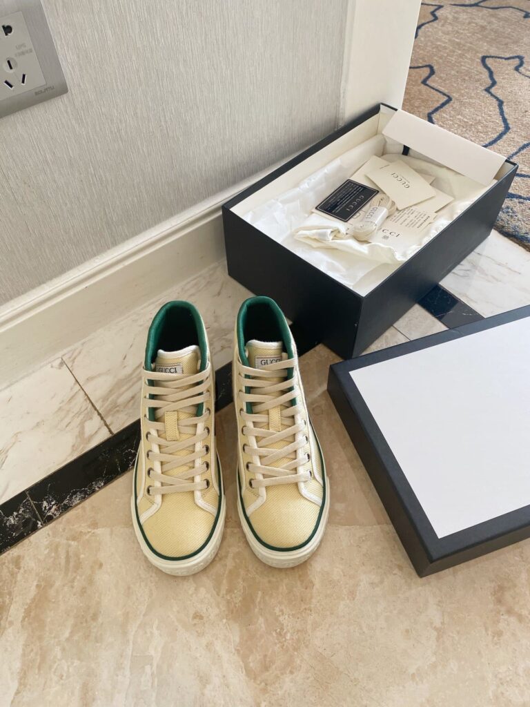 Gucci'S Go Retro Tennis 1977 Canvas High-Top Sneaker Beige - Image 2
