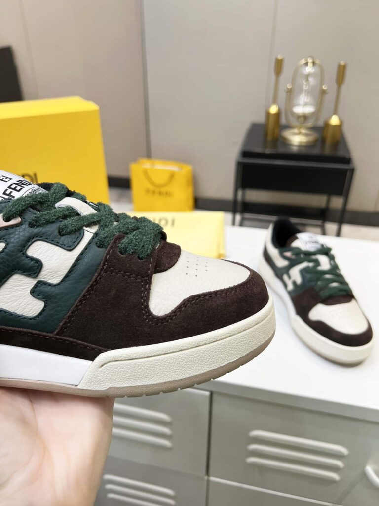 Fendi Match Low Tops Suede Black Green Shoelace - Image 3