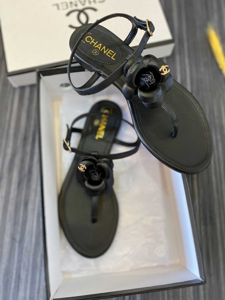 Chanel Jelly Black Rubber Camellia Sandals Black - Image 2