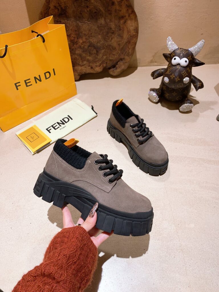 Fendi Force Leather Lace-Ups Brown - Image 3