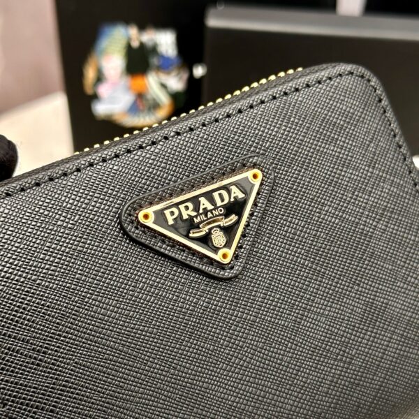 Prada Small Saffiano Leather Wallet Black And Gold 10Cm 1Ml036 Qhh F0002 - Image 2