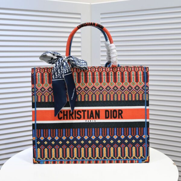 Dior Personalized Large Book Tote Canvas Embroidery Dark Multicolor - Image 2