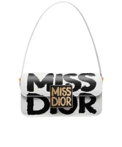Dior Miss Dior Flap Bag Graffiti Printed Calfskin White And Black 22Cm M2610Uzcj M933