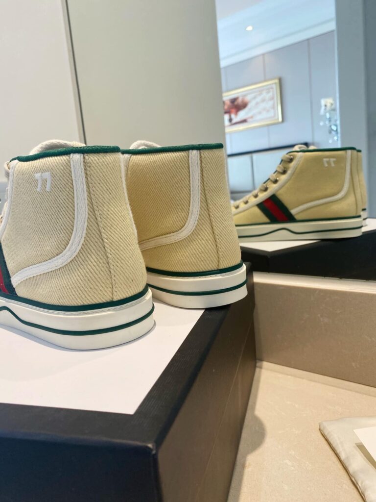 Gucci'S Go Retro Tennis 1977 Canvas High-Top Sneaker Beige - Image 6