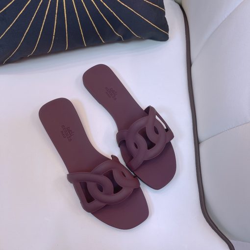 Hermes Aloha Dark Purple Slippers Sandal - Image 3