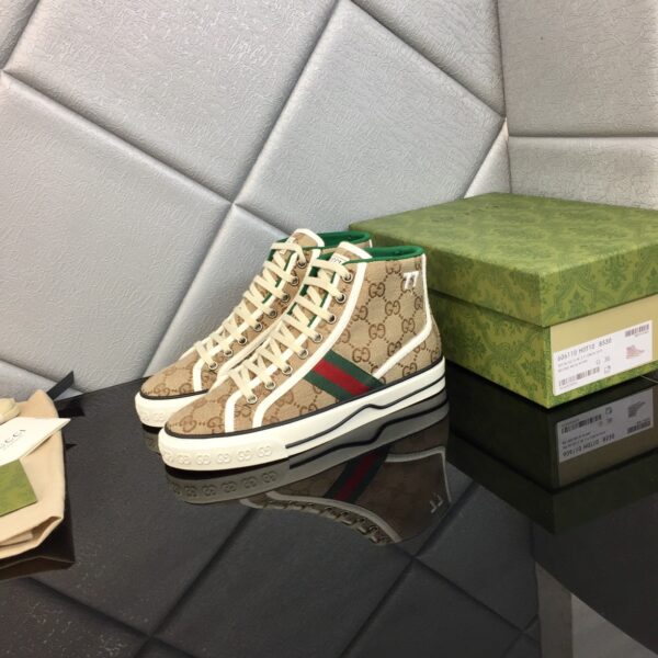 Gucci Tennis 1977 High Top Sneaker Beige Ebony 625807-Hvk70-9765 - Image 3