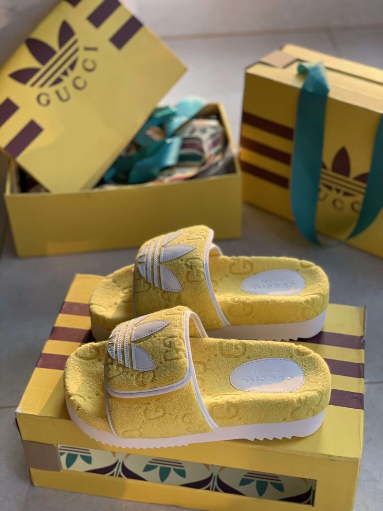 Gucci X Adidas Women'S Gg Platform Sandal Yellow 702398 Uu010 7171 - Image 4