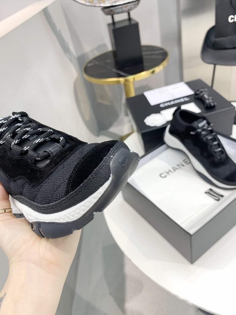 Chanel Plain Logo Sneakers Suede Calfskin Black G65776 - Image 2