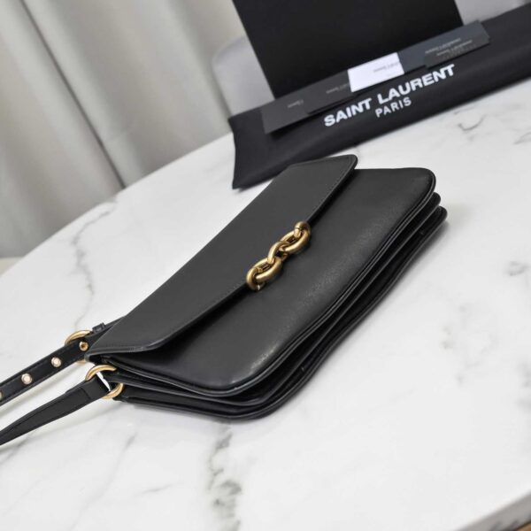 Saint Laurent Le Maillon Satchel In Smooth Leather Black 6497952R20W1000 - Image 3