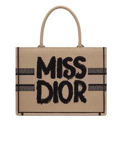 Dior Book Tote Miss Dior Graffiti Embroidery Beige And Black Medium 36Cm M1296Zezd M918