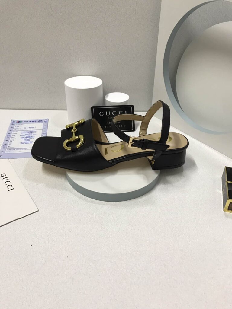 Gucci Women's Sandal With Horsebit Black 655413 Bko00 1000 - Image 5