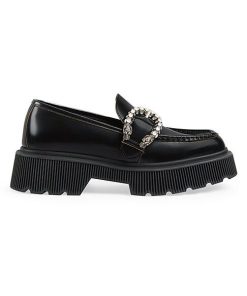 Gucci Women'S Leather Flat Black