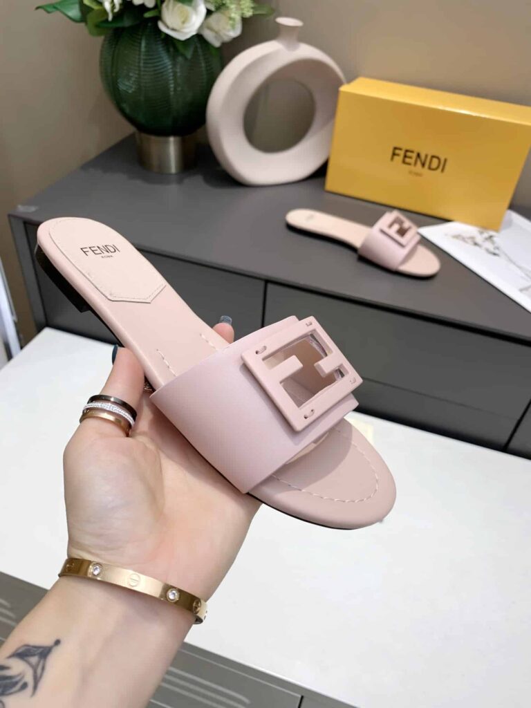 Fendi Signature Leather Sandals Slide Pink 8R8136Ae7Tf1Fgd - Image 2