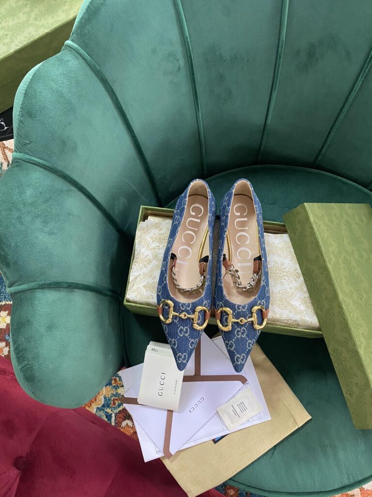 Gucci Gg Denim Series Women'S Horsebit Flat Ballet Shoes - Image 3