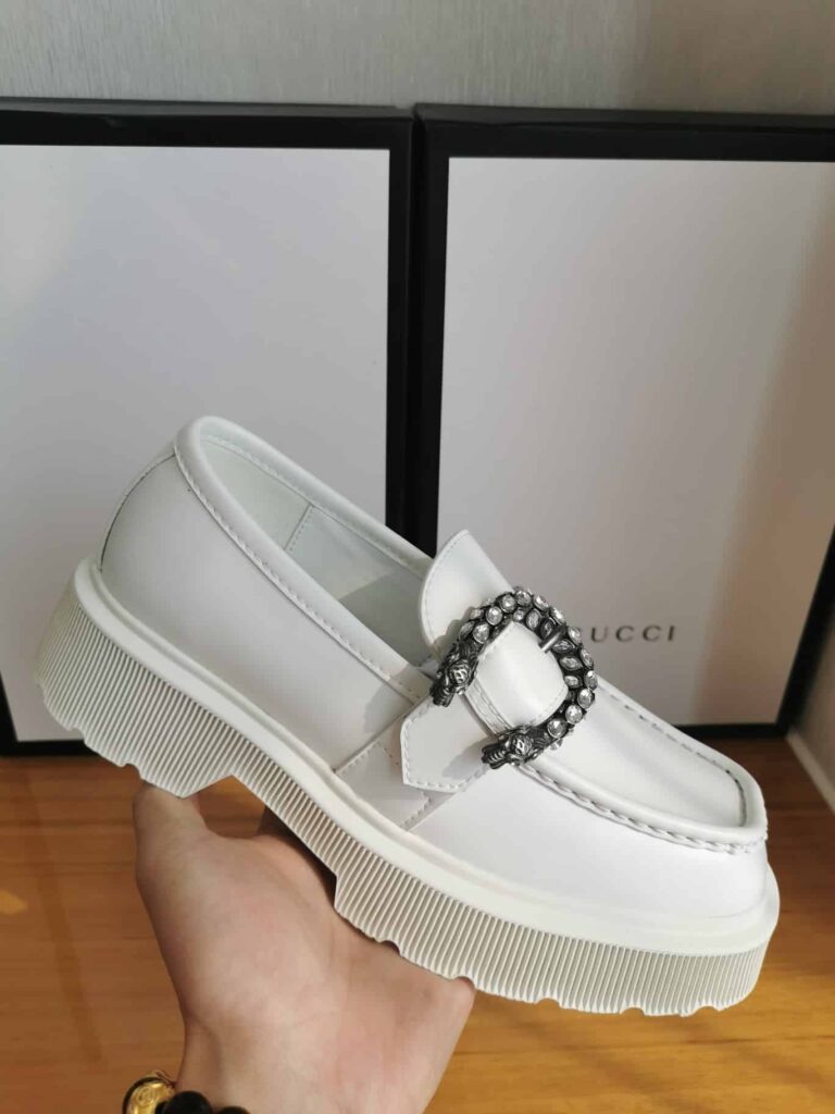 Gucci Women'S Leather Loafers With G White - Image 4