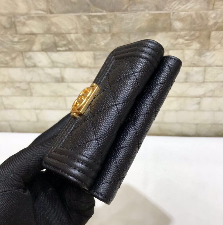 Chanel Boy Classic Wallet Black Gold 84432 - Image 3