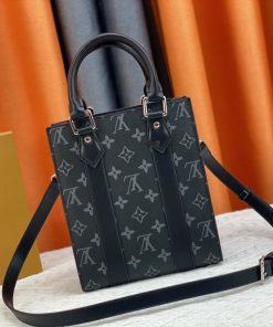 Louis Vuitton Sac Plat Mini Grey And Black Leather 22Cm M46453