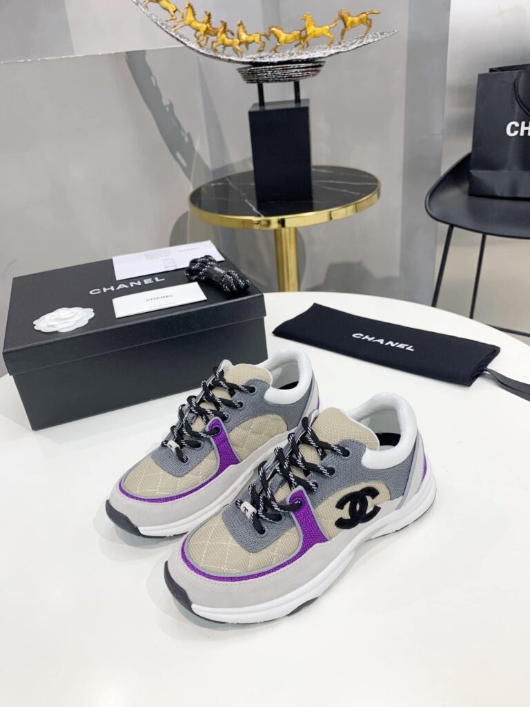 Chanel Low Top Trainer Beige Purple G38299-Y55435-K3164 - Image 2