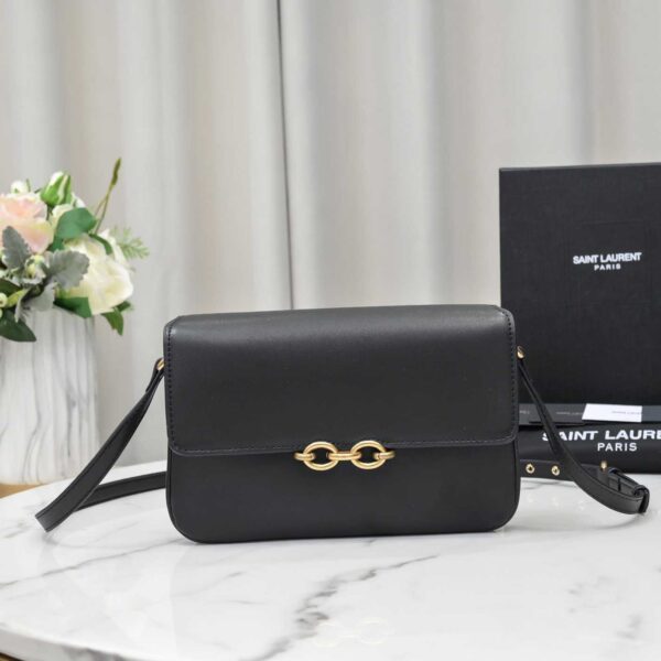 Saint Laurent Le Maillon Satchel In Smooth Leather Black 6497952R20W1000 - Image 4