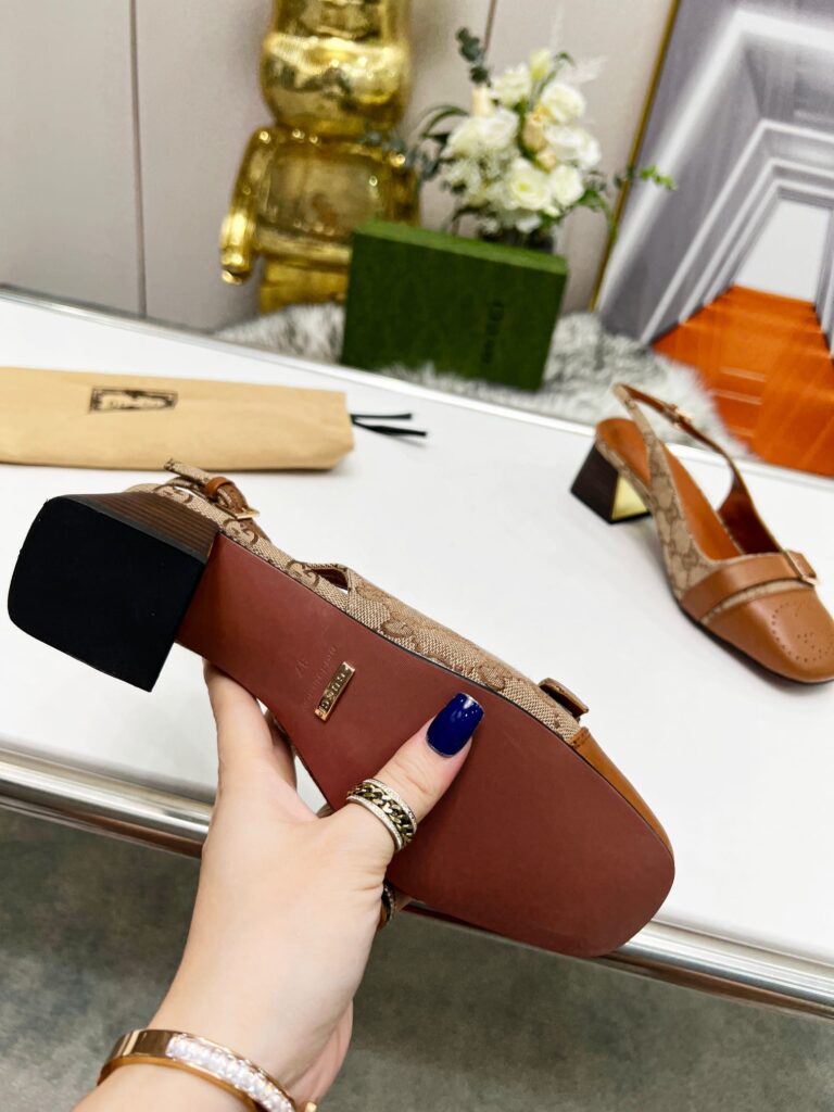 Gucci Women'S Mid Heel Slingback Brown - Image 5