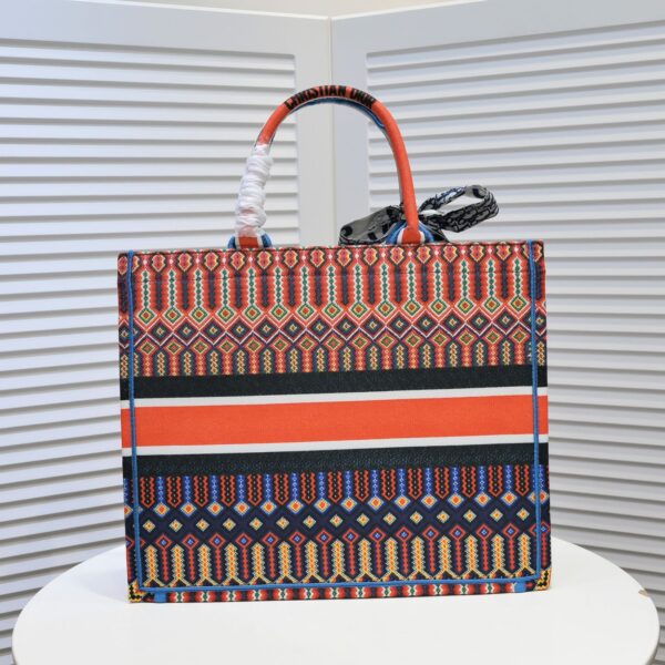 Dior Personalized Large Book Tote Canvas Embroidery Dark Multicolor - Image 3