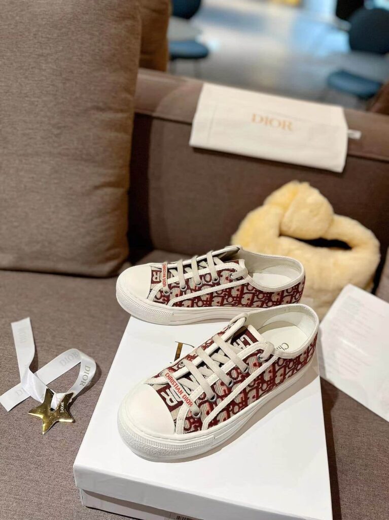 Dior Walk'N' Sneaker Oblique Embroidered Cotton Red - Image 6