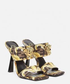 Fendace Gold Baroque Mules Ss2022 Brown 1005157-1A035585X00V