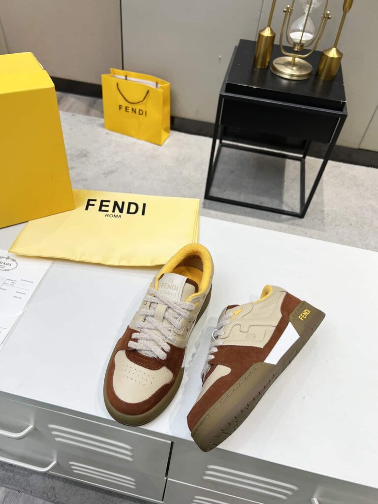 Fendi Match Suede Low-Tops Beige 8E8252Ahh2F1Fhu - Image 6