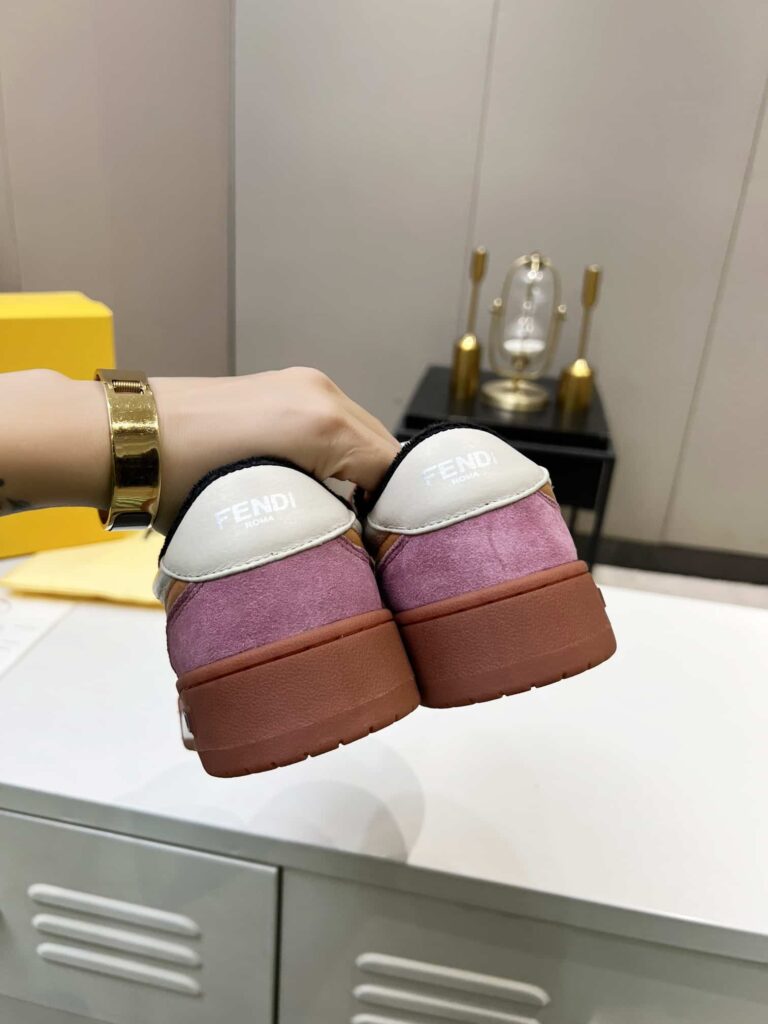 Fendi Match Low Tops Suede Pink Beige Shoelace - Image 5