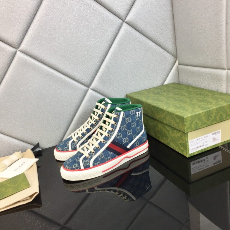 Gucci Tennis 1977 High Top Sneaker Dark Blue 625807 2Kq90 4464 - Image 6
