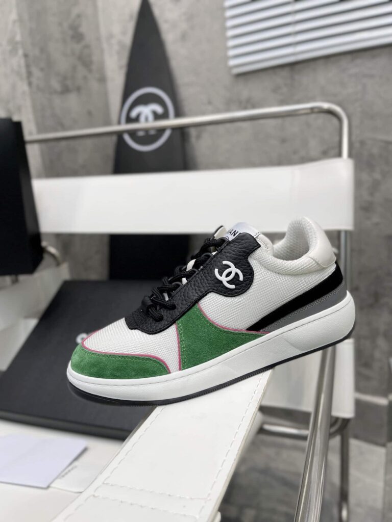 Chanel Trainer Sneakers White And Green G38803 - Image 4